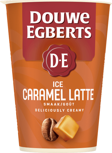 Foto van Douwe Egberts Ice caramel latte op witte achtergrond