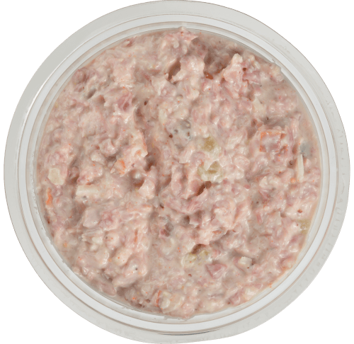 Foto van DekaMarkt Salade ham op witte achtergrond