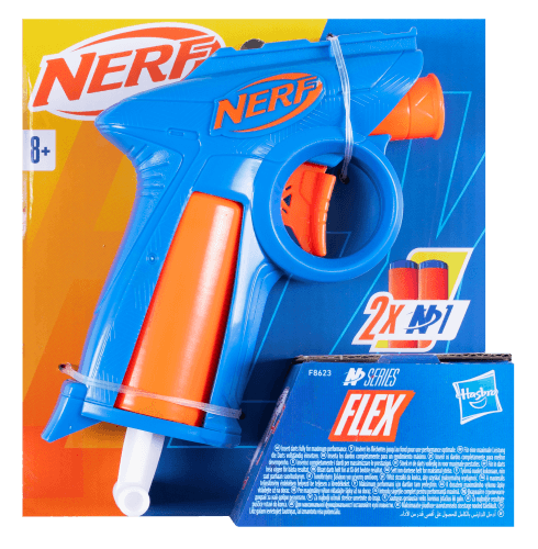 Foto van Nerf gun flex blaster op witte achtergrond