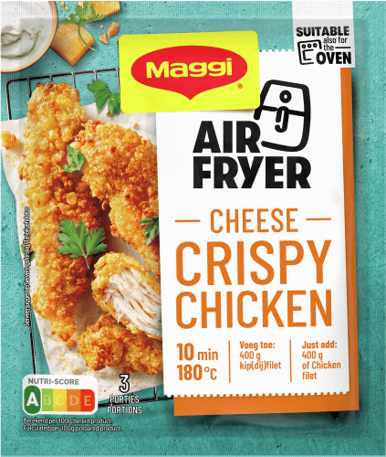 Foto van Maggi Kruidenmix airfryer crispy cheese op witte achtergrond
