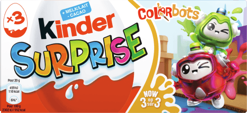 Foto van Kinder Surprise 3 st. op witte achtergrond