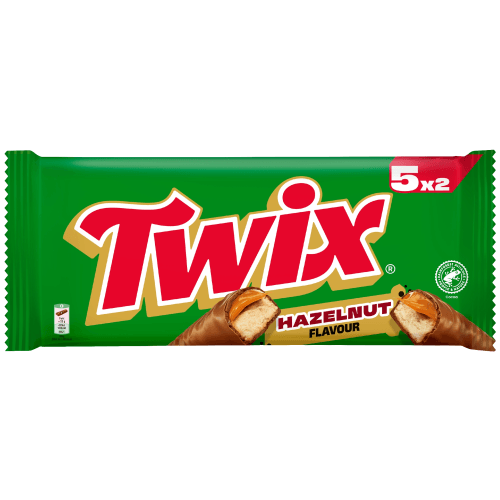 Foto van Twix Hazelnoot 5-pack op witte achtergrond