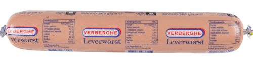 Foto van Verberghe Leverworst recht op witte achtergrond