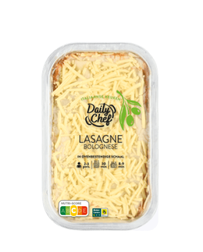 Foto van Daily Chef Lasagne bolognese op witte achtergrond