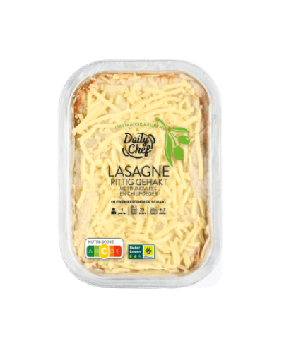 Foto van Daily Chef Lasagne pittig gehakt op witte achtergrond