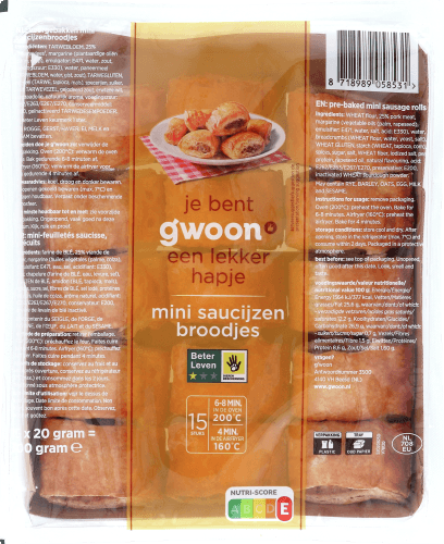 Foto van G'woon Mini saucijzen broodjes 15 st. op witte achtergrond