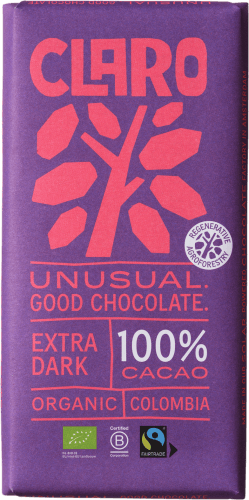 Foto van Claro Chocoladereep intens puur 100% op witte achtergrond