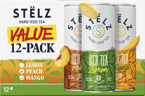 Foto van Stelz Hard iced tea mix 12x250ml op witte achtergrond