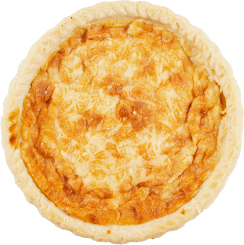 Foto van Deka's keuken Quiche lorraine op witte achtergrond
