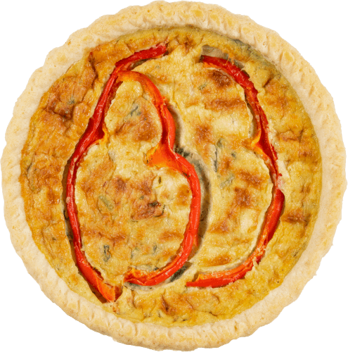 Foto van Deka's keuken Quiche kip met prei op witte achtergrond