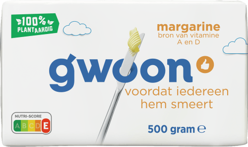 Foto van G'woon Margarine op witte achtergrond