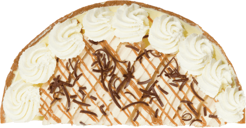 Foto van Salted caramel vlaai op witte achtergrond