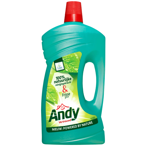 Foto van Andy Allesreiniger vertrouwd op witte achtergrond