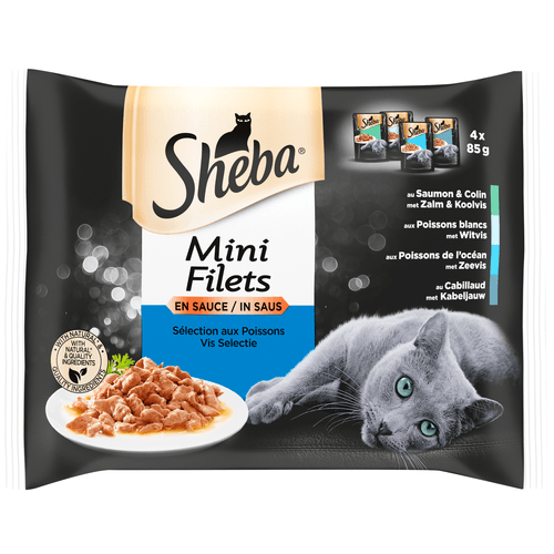 Foto van Sheba Mini filet in saus visselectie 4 stuks op witte achtergrond