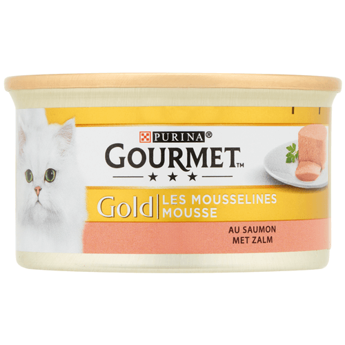 Foto van Gourmet Gold mousse met zalm op witte achtergrond