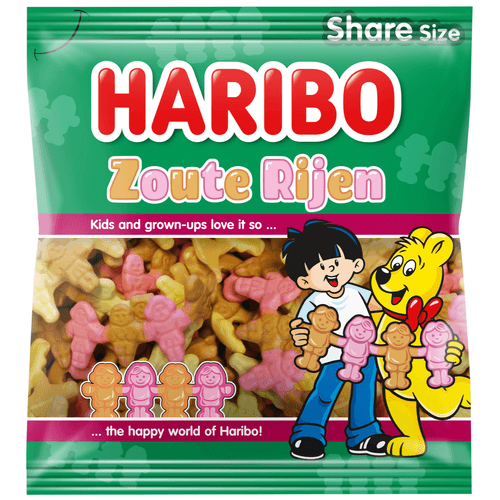 Foto van Haribo Zoute rijen op witte achtergrond