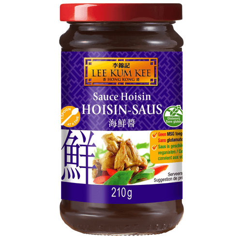 Foto van Lee Kum Kee Hoisin saus op witte achtergrond