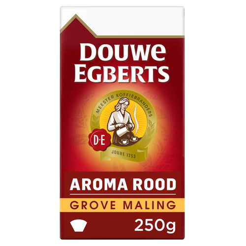 Foto van Douwe Egberts Aroma Rood filterkoffie grove maling op witte achtergrond