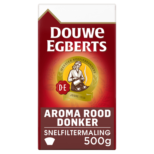 Foto van Douwe Egberts Aroma Rood Donker filterkoffie op witte achtergrond