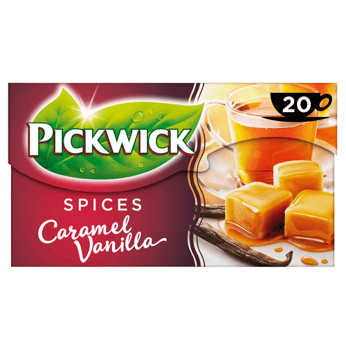 Foto van Pickwick Spices Caramelised Vanilla zwarte thee op witte achtergrond