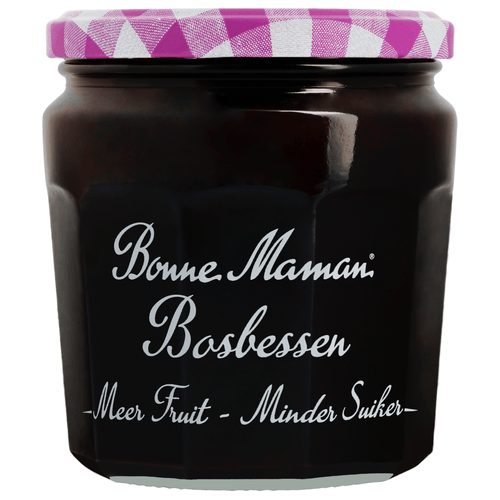 Foto van Bonne Maman Fruitbeleg meer fruit minder suiker bosbes op witte achtergrond