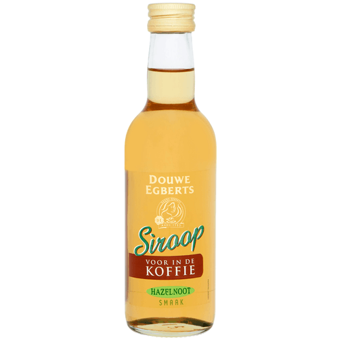 Foto van Douwe Egberts Hazelnoot koffiesiroop op witte achtergrond