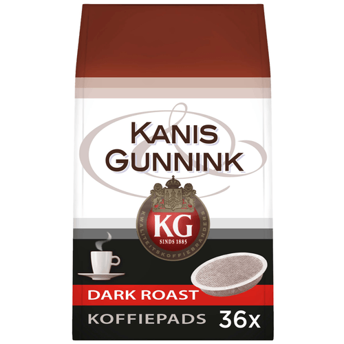 Foto van Kanis & Gunnink Dark Roast Koffiepads op witte achtergrond