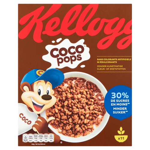 Foto van Kelloggs Coco pops op witte achtergrond