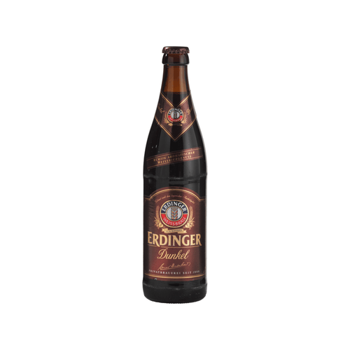 Foto van Erdinger Hefe dunkel op witte achtergrond