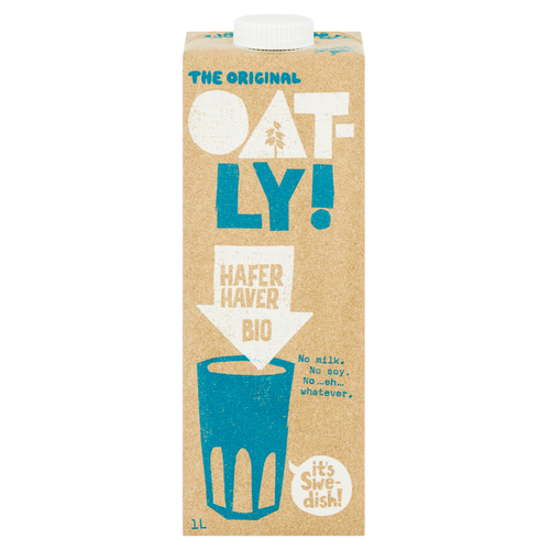 Foto van Oatly Haverdrank bio plantaardig op witte achtergrond
