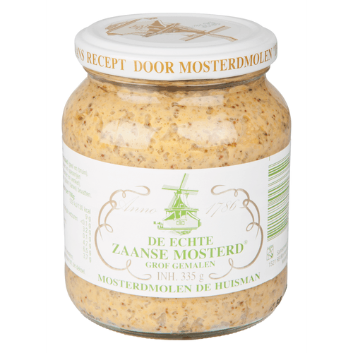 Foto van Huisman Zaanse mosterd grof gemalen op witte achtergrond
