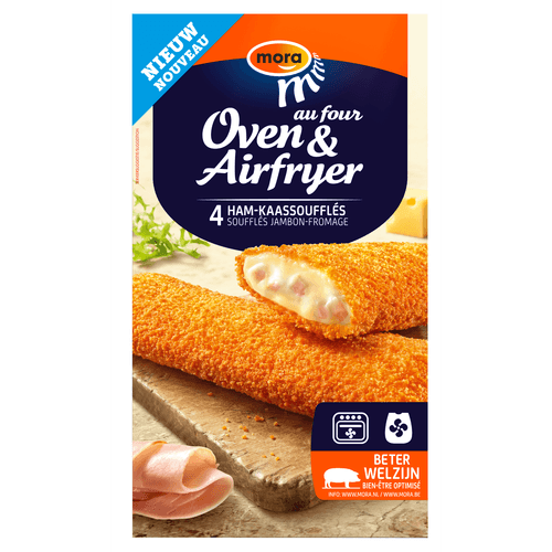 Foto van Mora Oven ham-kaassouffle op witte achtergrond