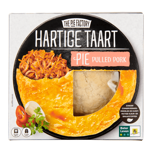 Foto van The Pie Factory Hartige taart pie pulled pork op witte achtergrond