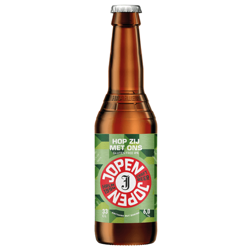 Foto van Jopen Hop zij met ons ipa op witte achtergrond