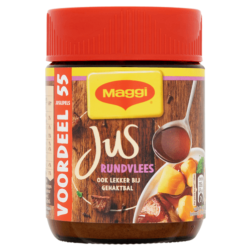 Foto van Maggi Mix voor jus rundvlees op witte achtergrond