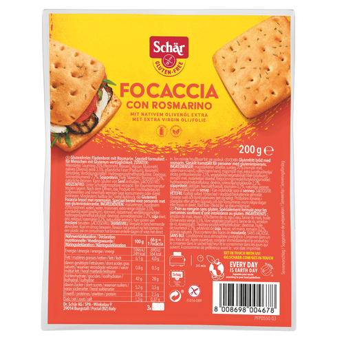 Foto van Schär Focaccia glutenvrij op witte achtergrond