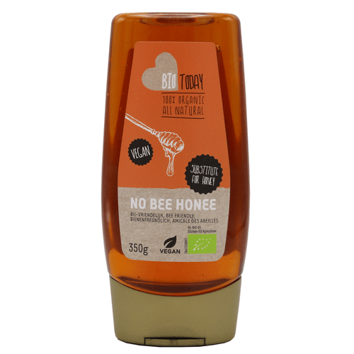 Foto van BioToday No bee honee squeeze op witte achtergrond