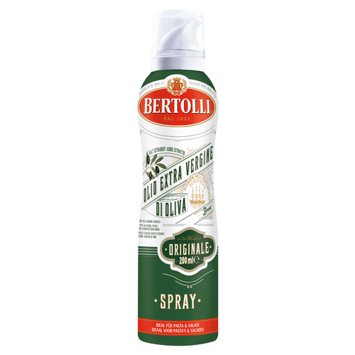 Foto van Bertolli Olijfolie extra vergine original spray op witte achtergrond
