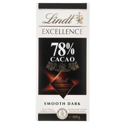 Foto van Lindt Chocoladereep excellence 78% op witte achtergrond