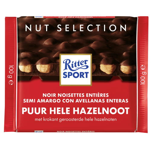 Foto van Ritter Sport Puur hazelnoot op witte achtergrond