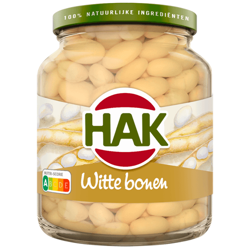 Foto van Hak Witte bonen op witte achtergrond