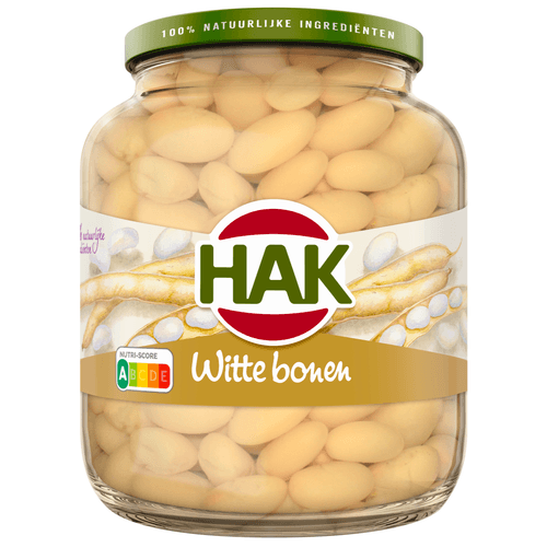 Foto van Hak Witte bonen op witte achtergrond