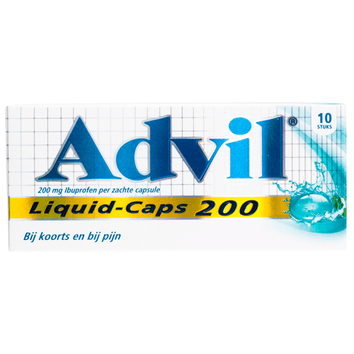 Foto van Advil Liquid caps 200 mg op witte achtergrond