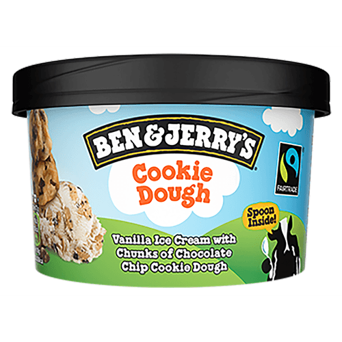 Foto van Ben & Jerry's Cookie dough op witte achtergrond