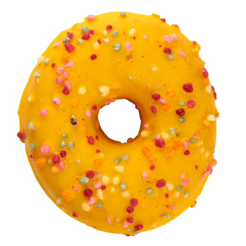 Foto van Donuts diverse toppings op witte achtergrond