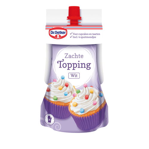 Foto van Dr. Oetker Cupcake topping vanille op witte achtergrond