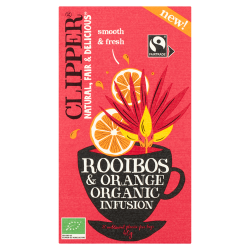 Foto van Clipper Rooibos orange 20 zakjes op witte achtergrond