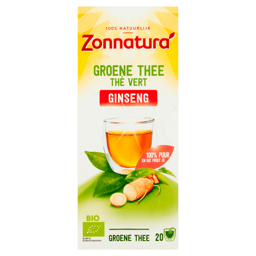Foto van Zonnatura Groene thee ginseng kop 20 zakjes op witte achtergrond