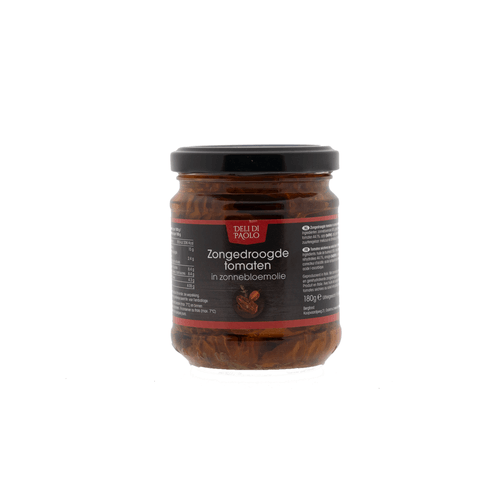 Foto van Deli Di Paolo Zongedroogde tomaten op witte achtergrond