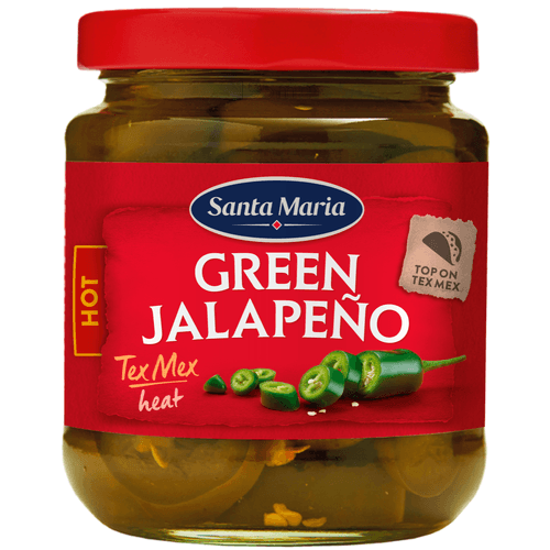 Foto van Santa Maria Jalapeno green op witte achtergrond